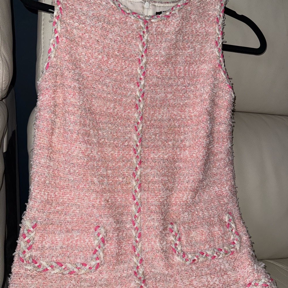 St. John Couture Pink Tweed Sleeveless Mini Dress Chanel Inspired Luxury - Picture 3 of 11